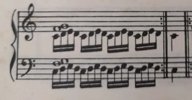 piano ejercicios notas tenidas a dos manos